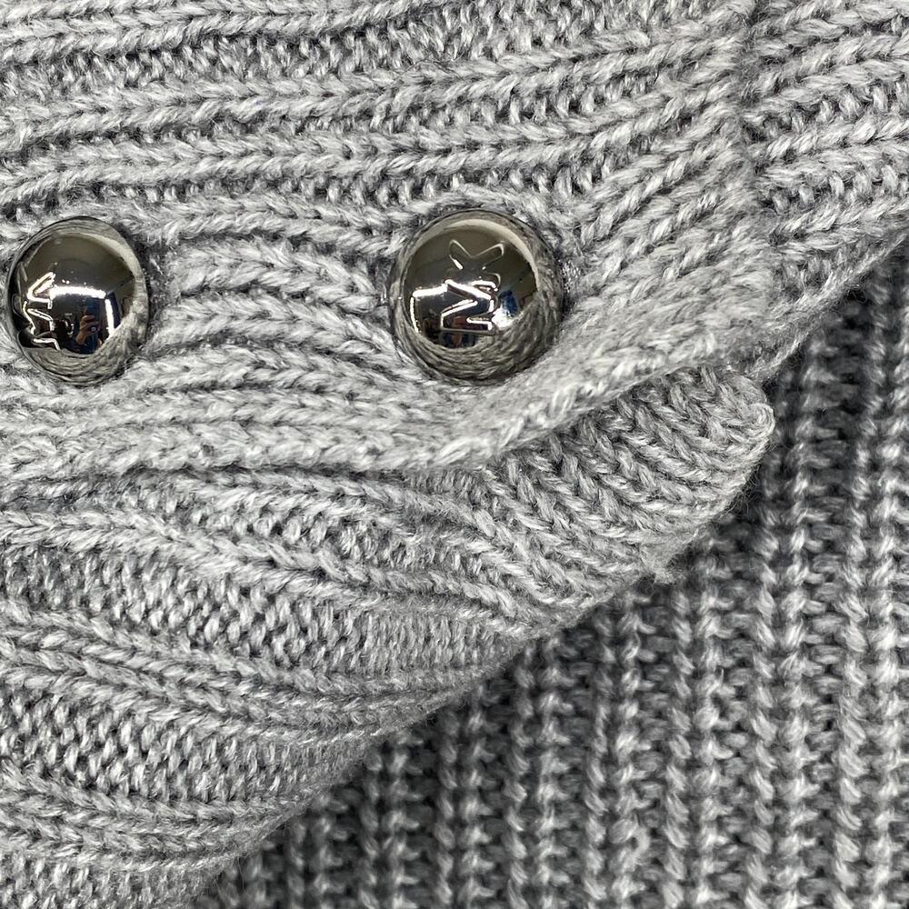 MICHAEL KORS Sweater OS Ribbed Poncho Oversized Turtleneck Asymmetric Gray NEW - Picture 7 of 11